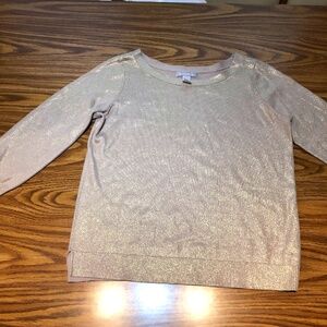 Pretty Shimmery Shiny metallic Gold Champaign Neutral Basic Beige Shirt